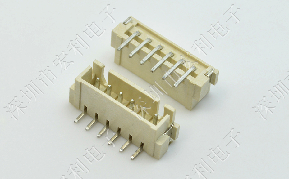 XH2.5mm间距 立式 SMT贴片连接器6P立贴接插件耐高温母插座